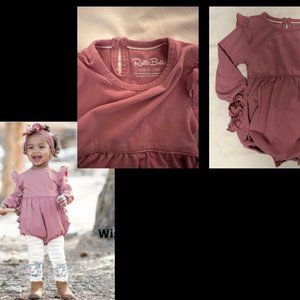 RuffleButts Knit Long Sleeve Flutter Bubble Romper